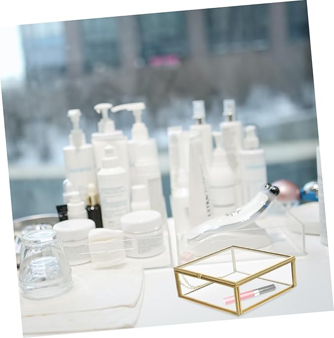 Luxury Glass Jewelry Storage Box Lidded Glass Case for Trinkets Perfume and Cosmetic Organizer Small Jewelry Organizer Home Decorative Storage