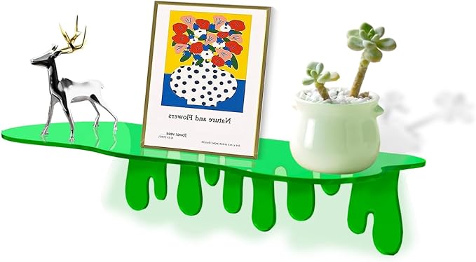 SetGame 2-Pack Acrylic Small Wall Shelves - 12 Inch Floating Shelf for Walls, Home Wall Display Ledges for Storage, Room Décor, Small Album & Items Organizer Display Dripping Wall Decor