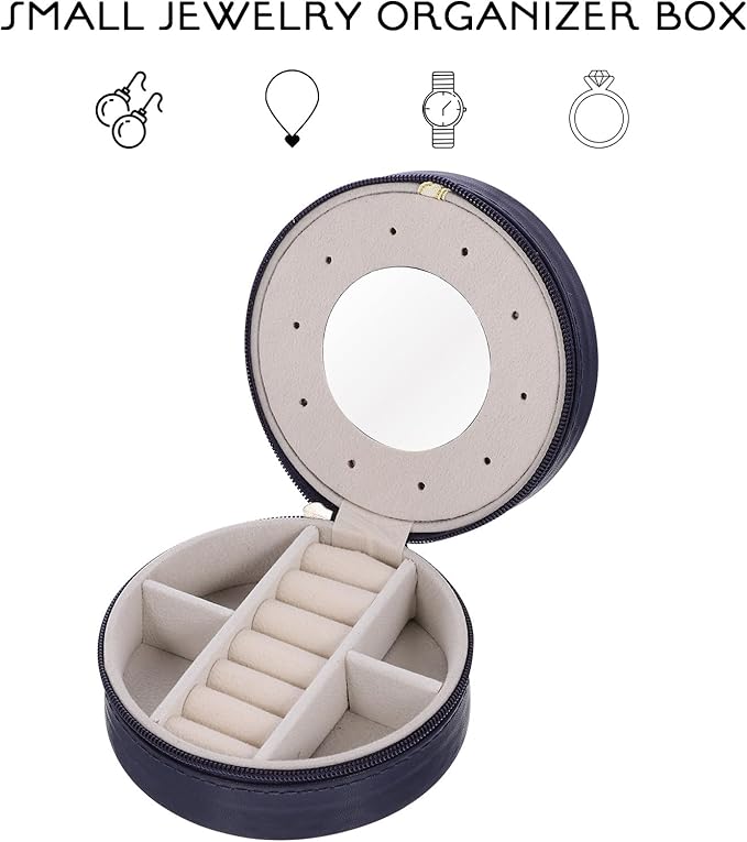 PRETYZOOM Portable Jewelry Storage Box Large Capacity Jewelry Organizer with Makeup Mirror for Earrings Necklaces Rings for Women