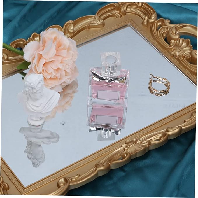 STOBAZA Vintage Mirror Tray Organizer for Perfume Makeup Decor Elegant Vanity Tray for Home Studio Wedding Photography Prop