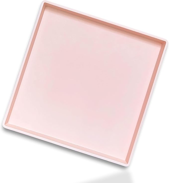 Pink Square Tray - 11 Inch Decorative Organizer Tray for Vanity, Bathroom Countertop, Coffee Table & Ottoman | Multi-Purpose Serving, Makeup, Jewelry, & Catch-All Tray for Home Decor