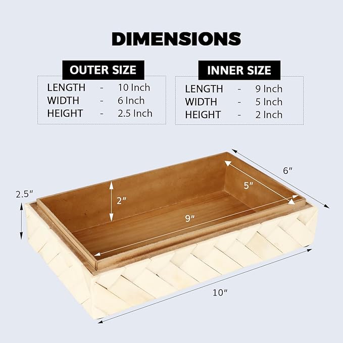 Handicrafts Home Decorative Storage Box 10x6 – Remote Organizer Box with Lid, Modern Decorative Keepsake Box, Boho Shelf Décor, Memory Box for Photos or Letters, Decorative Box for Table Décor