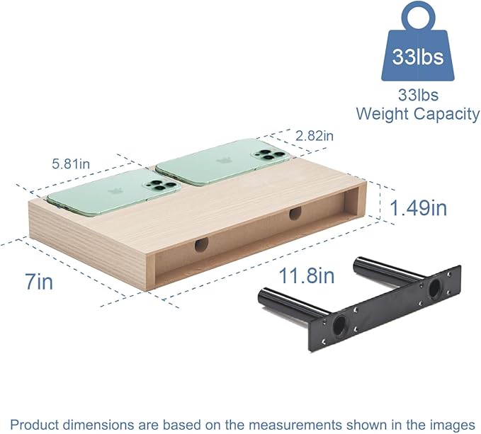 Floating Shelves for Wall, Bathroom Shelves Over Toilet, Wall Shelves & Book Shelf for Room, Hanging Shelf, Modern Wooden Wall-Mounted Small Floating Shelves, 12x7x1.5 in (Oak, Set of 2)