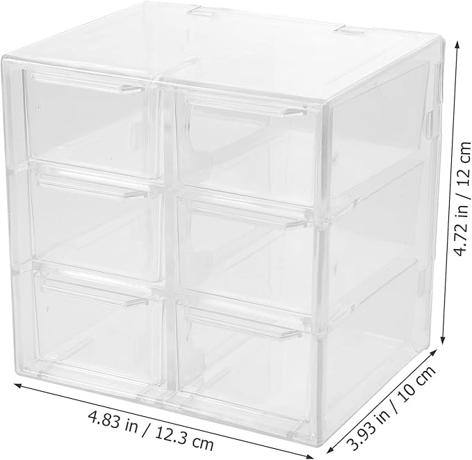 BESPORTBLE 6-Compartment Drawer Storage Box, Dustproof Plastic Desktop Organizer for Office Desk, Multifunctional Cosmetics and Stationery Storage Case for Home and Workspace