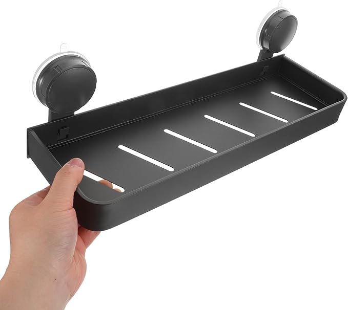 Zerodeko No Drill Bathroom Storage Rack with Strong Suction Cups Wall Mounted Organizer Shelf for Toiletries and Makeup Easy Installation Smooth Surfaces Space Saving Bathroom Floating