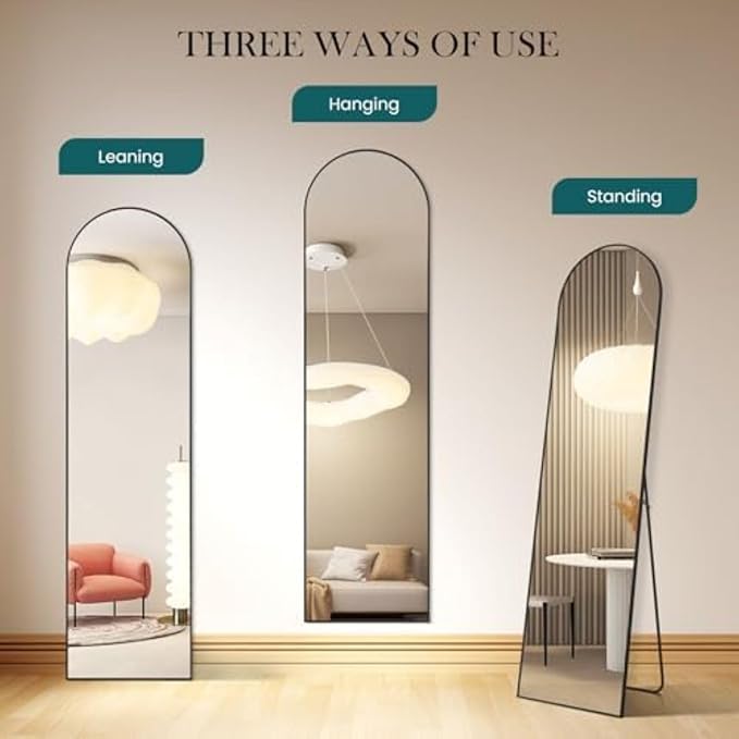 NEWBULIG Full Length Mirror, Full Body Floor Mirror with Aluminum Alloy Thin Frame, Wall or Standing Mirror for Bedroom, Living Room, Dressing Room