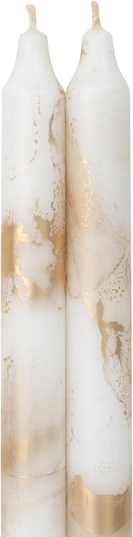 Premium Decorative Tapers - 12" 2PK - Pure White w/Gold - 73307