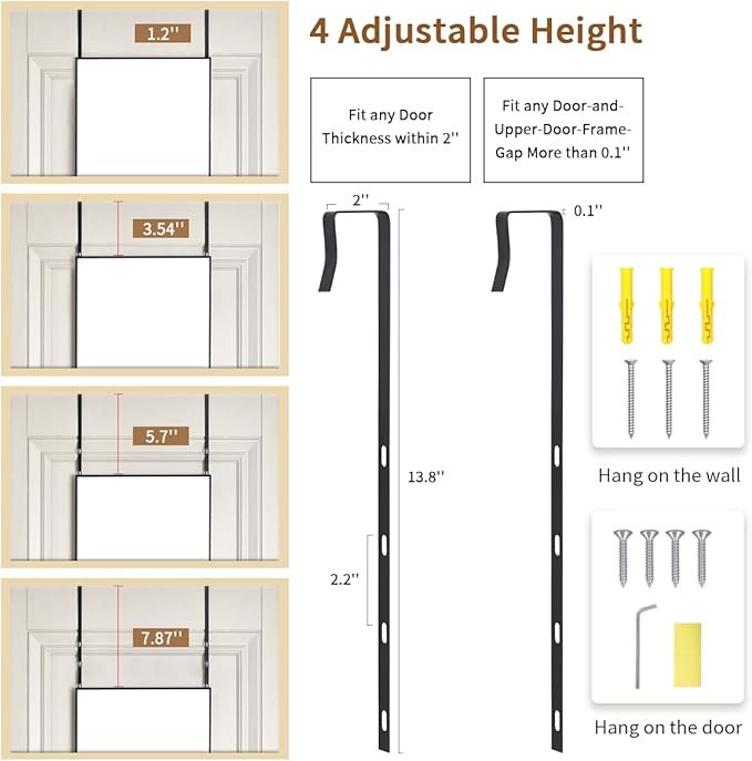 Door Mirror, Over The Door Full Length Mirror, 48"x14" Hanging Mirrors for Bedroom, Living Room, Entryway, Dorm, Black
