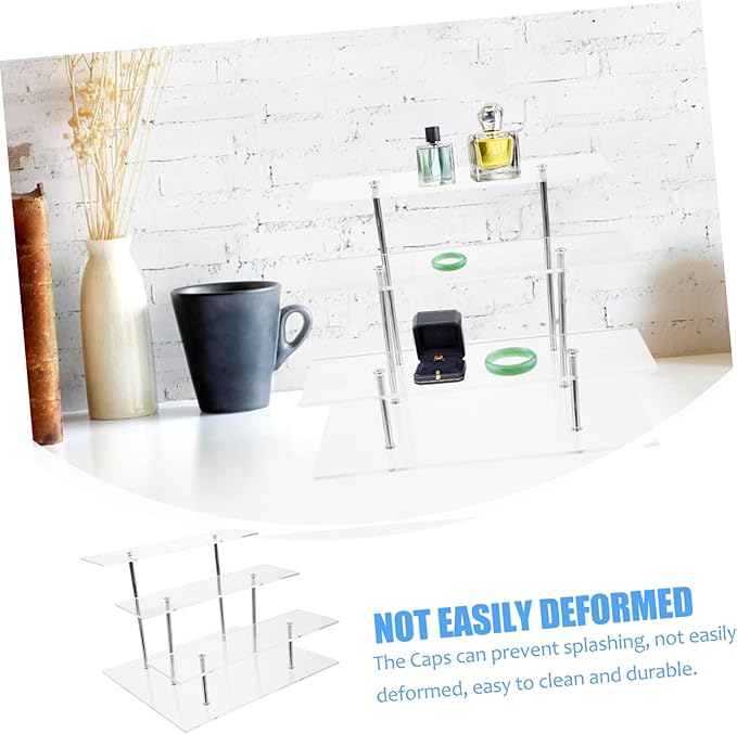 Mobestech Acrylic 3-Tier Perfume Display Rack Makeup Organizer Stand Multi-Level Acrylic Riser for Vanity Crafts and Figurine Showcase
