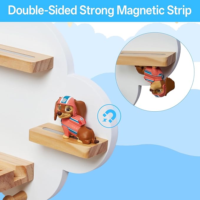 for Toines Box Shelf, for TonieBox 1 and TonieBox 2 Cloud Tonie Shelf Magnetic Pink Tonies Display 12-20 Characters Compatible with Toniebox Player Storage Rack for Kids Play Room (White)