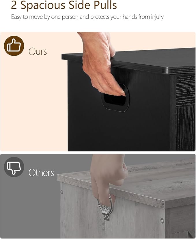 usikey 39.4” Storage Chest, Toy Chest, Toy Box with Safety Hinges, Lift Top Storage Bench, Supports 220 lb, for Living Room, Bedroom, Entryway, Black