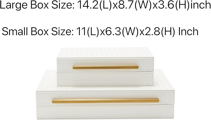 Kingflux White Set of 2pcs Decorative Boxes, Home Storage Boxes Jewelry Organizer, Shelf Orgnizer Box Woment&Men's Accessory Organizer (White)