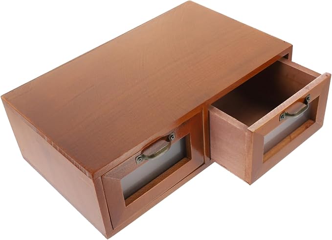 Luxshiny Solid Wood Storage Box Office Organization Storage Organizer Makeup Jewelry Holder Vintage Style Desktop Organizer for Home Office