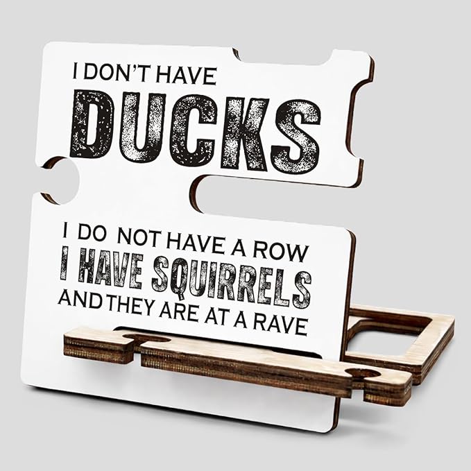 Funny Office Desk Decor - Multi-functional Desk Organizer - Humorous I Do Not Have Ducks Quote Wooden Sign for Office Desk Shelf Decor