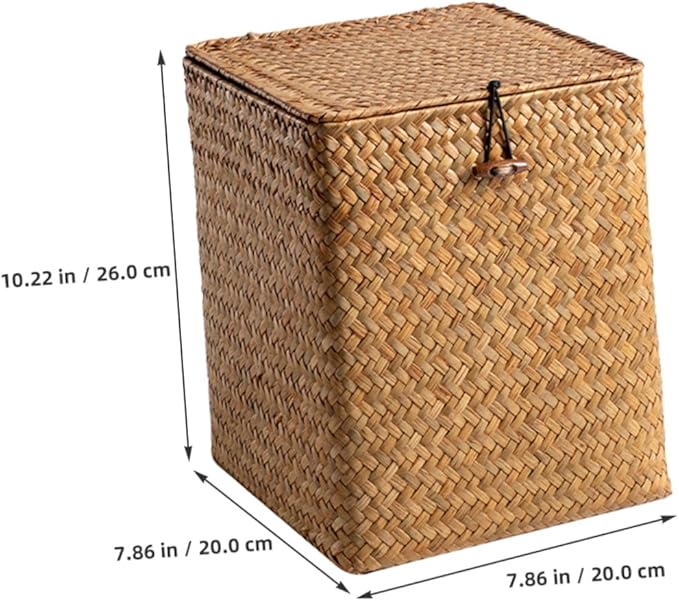 PRETYZOOM Sea Grass Storage Box Multi Functional Makeup Organizer for Desktop Chic Sundries Holder Decorative and Practical Home Storage