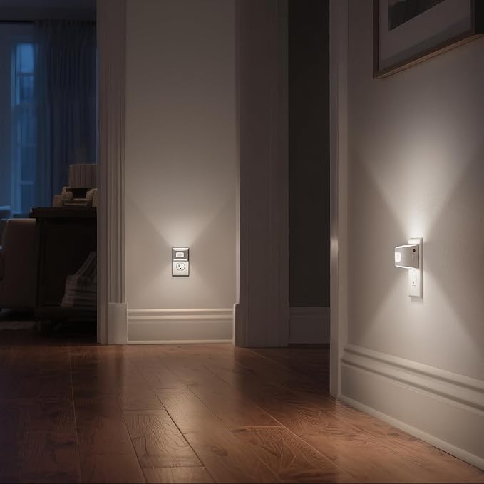 DORESshop LED Night Light[4 Pack], Night Lights Plug into Wall, 3 Mode Plug in Night Light with Motion Sensor, Dusk to Dawn Sensor, Nightlights for Adults, Bedroom, Bathroom, 5000K White Cover