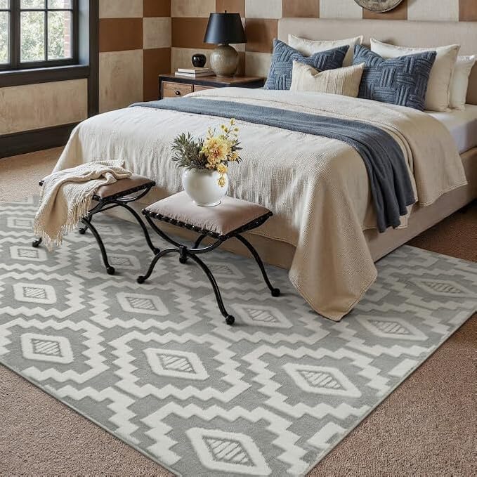 PureCozy Super Soft Shag Rug 6x9 for Living Room Modern Gray Washable Large Area Rugs High Pile Non-Shedding Throw Rugs Non Slip Indoor Office Carpet for Playroom Bedroom Home Aesthetic Decor