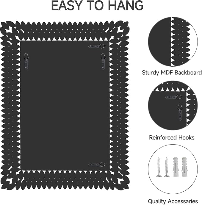 30x40 Inch Rectangle Mirrors for Wall Decor, Luxury Diamond Entryway Mirrors for Wall, Silver Decorative Mirror for Living Room, Bedroom, Bathroom, Dining Room, Fireplace