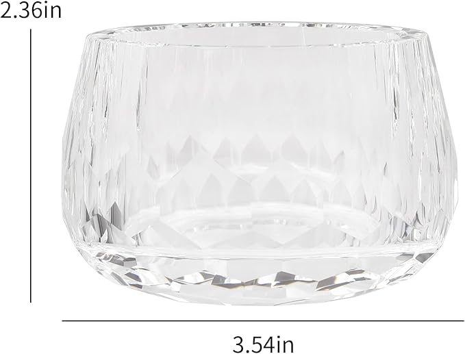 Crystal Jewelry Box Storage Jar, Candy Dish Tiny Hand-Cut Small Decorative Bowl, Diamond-Cut Luxury Cosmetic Organizer for Vanity, Bathroom, Kitchen Decor