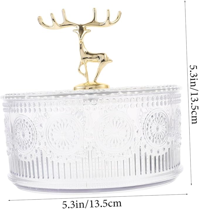 Cabilock Embossed Transparent Jewelry Storage Box with Lid Multi Functional Bracelet Organizer and Makeup Container Portable Lightweight Candy Dish for Vanity and Bathroom Countertop
