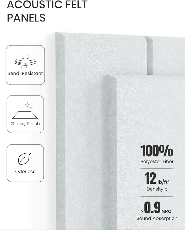 Large Felt Bulletin Board 36"x24" Cork Board Alternative - 6 Pack with 40 Safe Removable Adhesive Tabs, Cork Boards for Walls Cork Board for Home Office Classroom Pin Board-Cold White