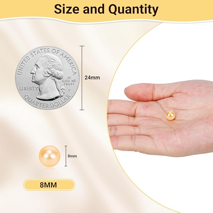 SUREAM 1300Pcs Pearls for Makeup Brush Holder, 8mm/0.31Inch Round Beads for Cosmetic Pencil Storage, Vase Filler for Wedding Centerpiece, Birthday Party, Table Scatter, Home Decoration(Gold, No Hole)