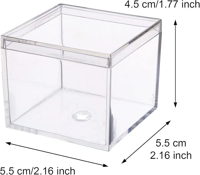 dedoot Small Acrylic Box with Lid 2.2x2.2x1.3 Inch, 4 Pack Suqare Plastic Box Acrylic Storage Cube Boxes Candy Container for Candy, Jewelry Accessories, Tiny Items