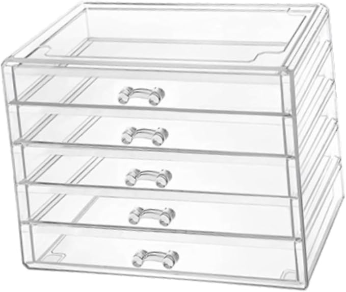 Acrylic Drawer Makeup Organizer Jewellery Chest Multilayered Necklace Rings Earrings Holder Lady Jewelry Storage Box for Home, 5 Tiers
