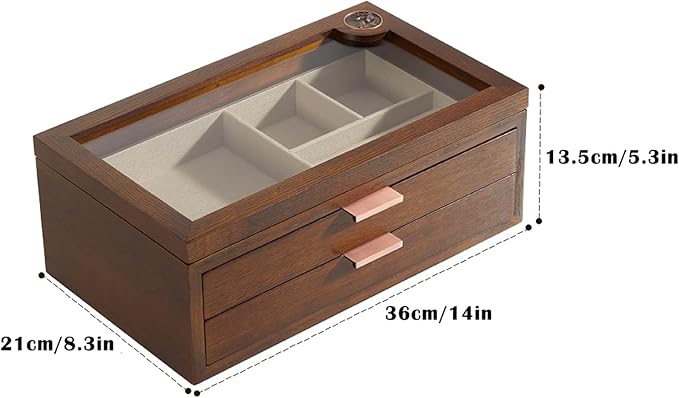 Makeup Organizers 2 Tier Wooden Jewelry Case Retro Jewelry Box Hand Jewelry Earrings Necklace Lining Display Case Best Gifts for Women Jewelry Case