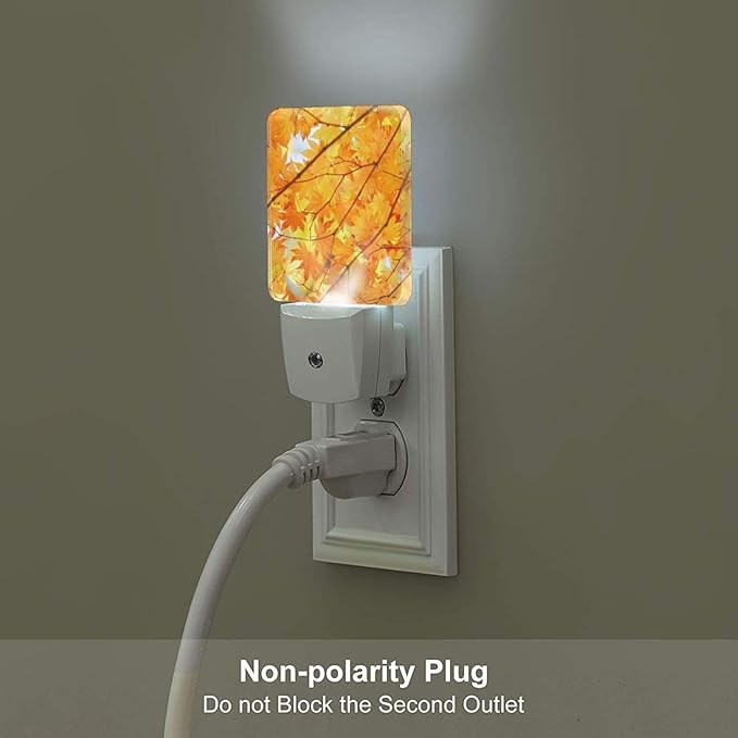 Autumn Maple Leaves Night Light ,Plug Into Wall with Dusk To Dawn Light Sensors, Warm Nightlights for Bedroom, Bathroom, Hallway, Kitchen, Gifts Ideal for Boys Girls Women Men
