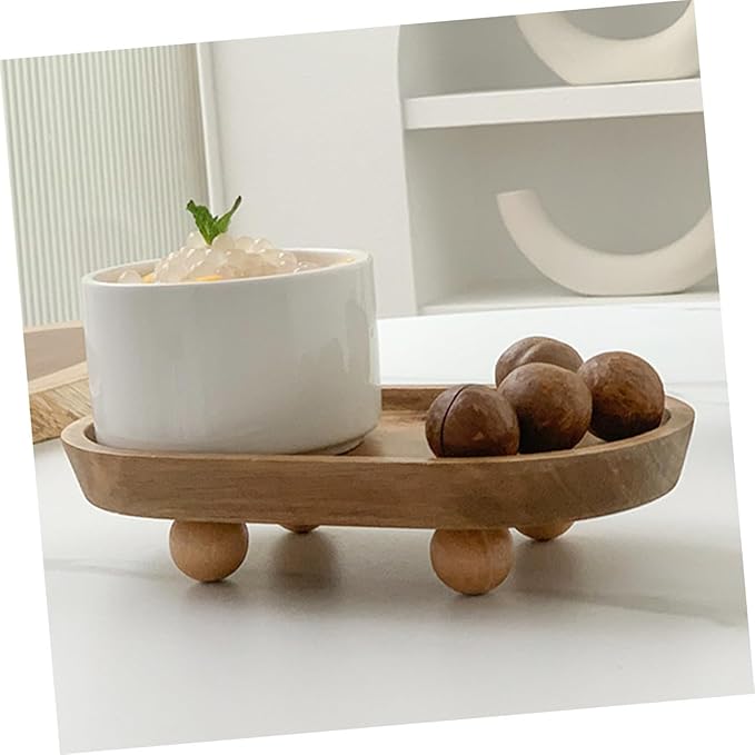 Wooden Decorative Tray Jewelry Display Plate Perfume Stand Organizer Makeup Tray for Entryway Storage and Photo Props