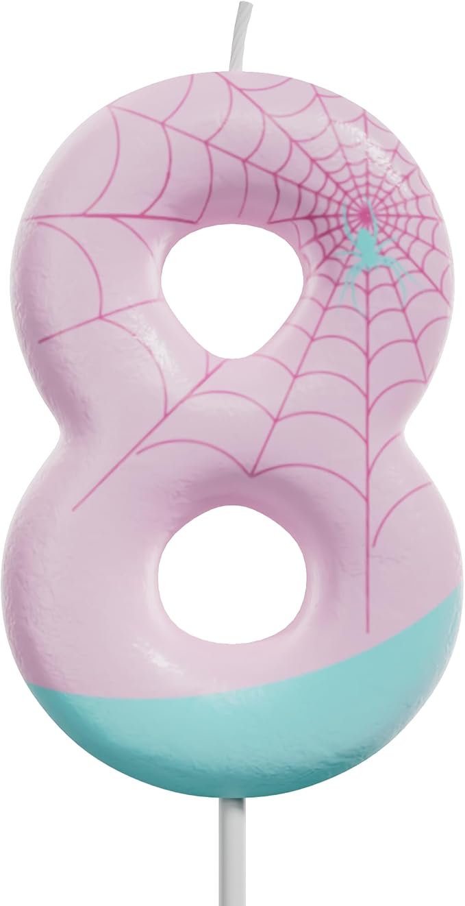 Pink Spider Birthday Number Candles – Multi-Color Decorative Cake Toppers for Kids Party & Celebration(Pink, 8)
