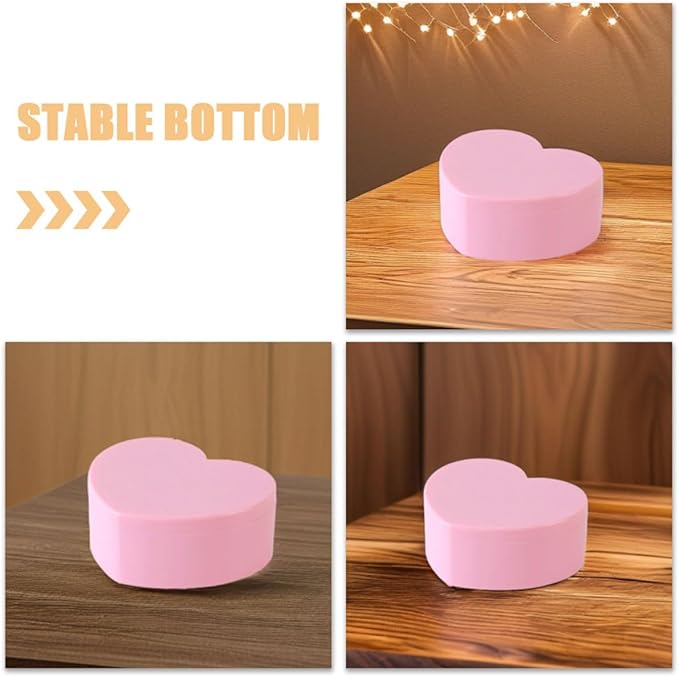 2pcs Heart Shaped Jewelry Box, Small Double Layer Trinket Organizer with Makeup Mirror, Earring and Ring Storage Case in Cherry Blossom Pink for Bedroom Use
