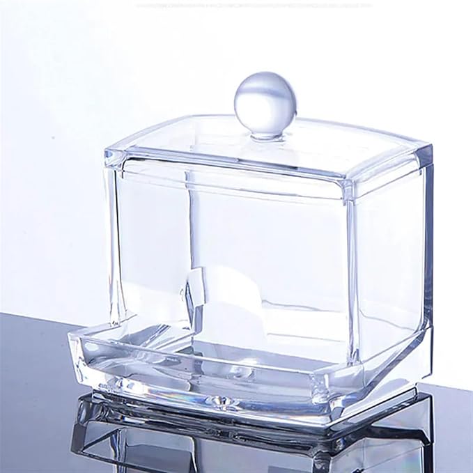 Transparent Cotton Swab Storage Box Makeup Organizer Acrylic Storage Box Cotton Swab Cosmetic Box Bathroom Bedroom Storage