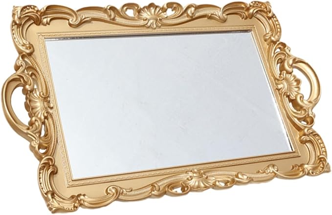 Generic Vintage Mirror Vanity Tray Perfume Organizer Tray for Dresser Tops Decorative Makeup and Jewelry for Bathroom and Home Décor