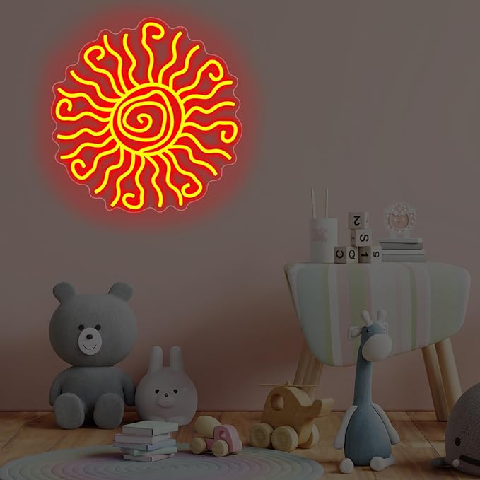 Wacky Sun Neon Sign LED Night Lamp for Room Wall Decor Sun Sign Bedroom Aesthetic Sunrise Sunset Neon Sign for Party Art Neon Design for Bedroom Home Bar Room Decor Gift