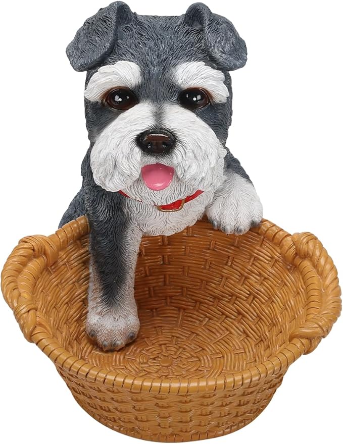 Dog Resin Storage Basket, Desktop Organizer for Remote & Keys, Cute Home Decor Tray, Ideal present for Pet Lovers.(Miniature Schnauzer)
