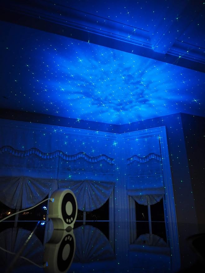 Starry Star Projector, Galaxy Night Light, Star Light Projector for Bedroom Decoration, Party Ambiance Enhance with Unique Cross Star and Cloud