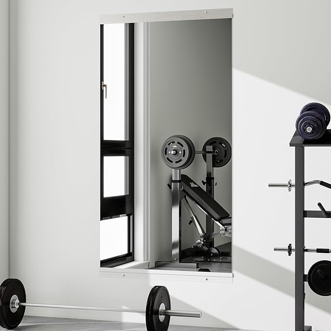 VooBang Home Gym Mirror - 1 PCS 33×60 inches, Large Frameless Wall Mounted Full Length Body Mirror for Dancing Studio, Exercise, Fineness, Yoga, Tempered Glass