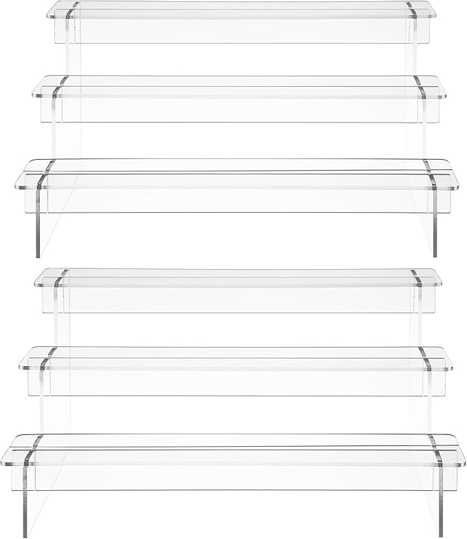 Milisten 2pcs Acrylic Display Riser Shelf 3-tier 29cm Organizer for Figurines Jewelry Makeup and Home Décor
