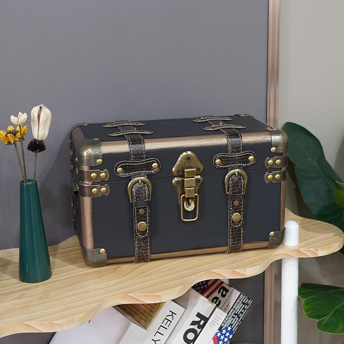 Decorative Storage Box - Antique Wooden Manual Box with Cover, Gift & Home Decor (13.38 * 7.87 * 7.87 inch)