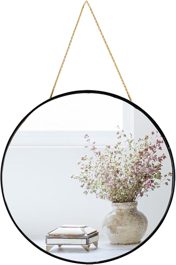 YCHMIR Small Round Wall Mirror,Bathroom Mirror (Black, 11.8 in.)