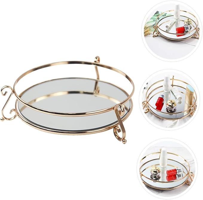 Cabilock 1pc Polishing Mirror Tray for Home Elegant Cosmetic Storage Holder Creative Makeup Organizer Stylish Vanity Decor for Products