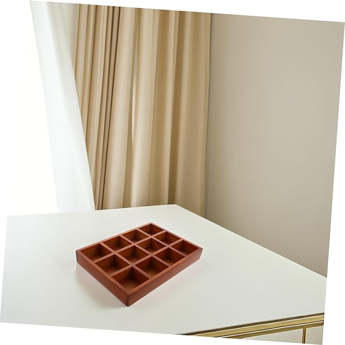 Vintage Wooden Jewelry Box with Twelve Compartments Retro Makeup Organizer for Accessories Elegant Desktop Storage for Home Decor