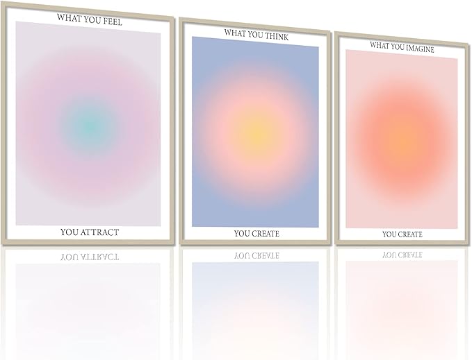NCYEL 3 Colorful Abstract Posters Room Aesthetic Reiki Gradient Spiritual Affirmation Canvas Wall Art Positive Energy Inspirational Wall Art Bathroom Living Room Apartment Office Girls Room 12x16inx3
