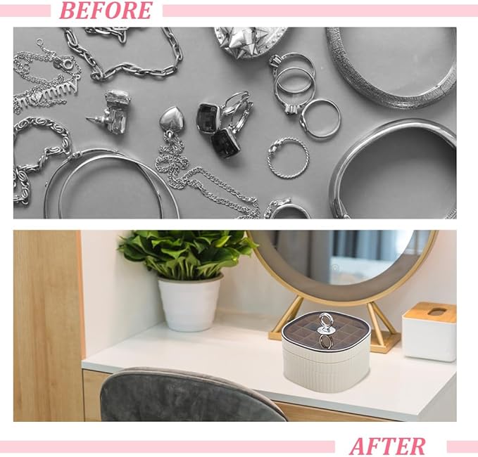 AHANDMAKER Earring Organizer 3-Layer Jewelry Organizer Boxes with Lid Stackable Make up Storage Holder Trinket Box Stylish Multi-Functional Accessory for Earrings Rings Studs Bracelets Necklaces
