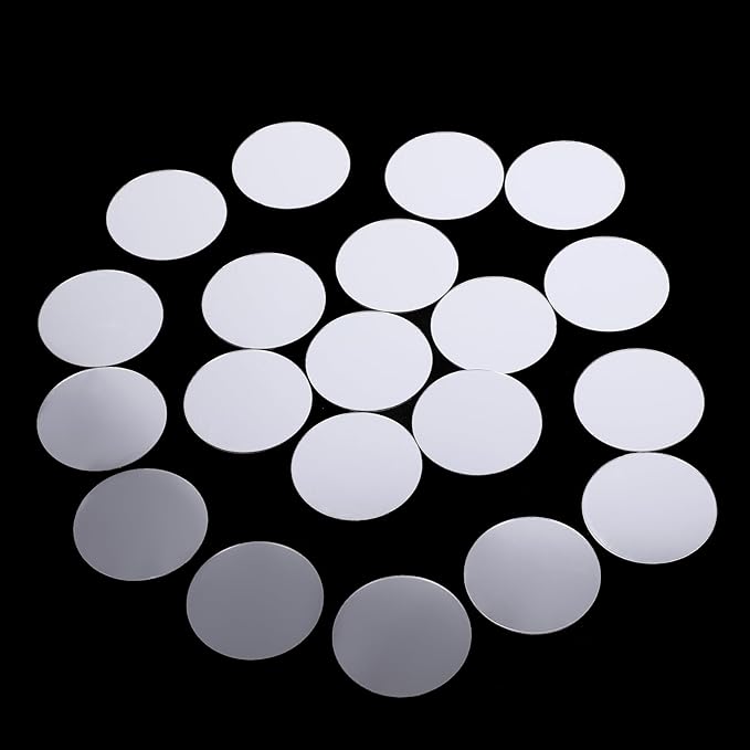Trinkrittey 20pcs Mini Acrylic Round Mirror Tiles, 3in Self-Adhesive, Silver, Classic Style, Mosaic Tiles for DIY Crafts, Walls & Decor