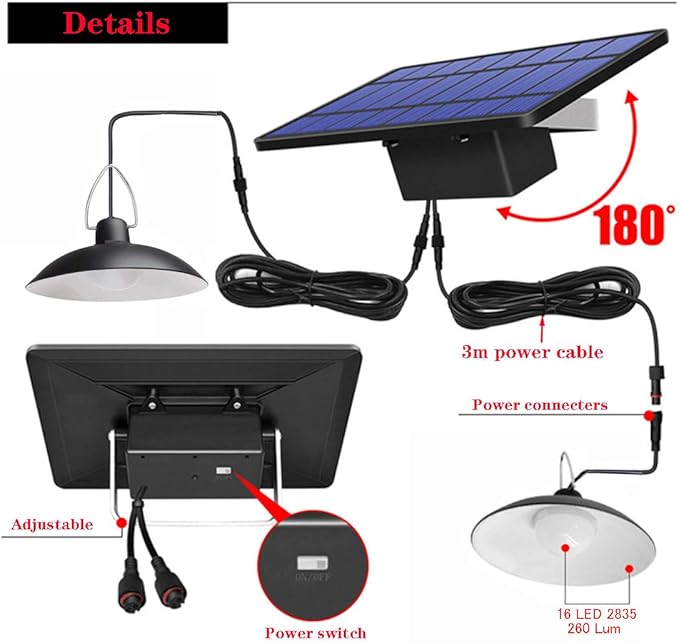 ABZXT Solar Pendant Lights Upgraded Double Bulb Lights IP65 Waterproof Dusk to Dawn Auto Lamp with Remote Controller for Outdoor Shed Barn Chicken Coop Bullpen Pig Pen Stables Tents etc(Dual Lamp)