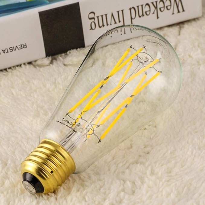 Leools Dimmable Edison LED Bulb 10W,Equivalent 100Watt, Antique Style ST64 LED Filament Bulbs,Neutral White 4000K, 1200LM, E26 Base Lamp for Restaurant,Home,Reading Room, 4 Pack.