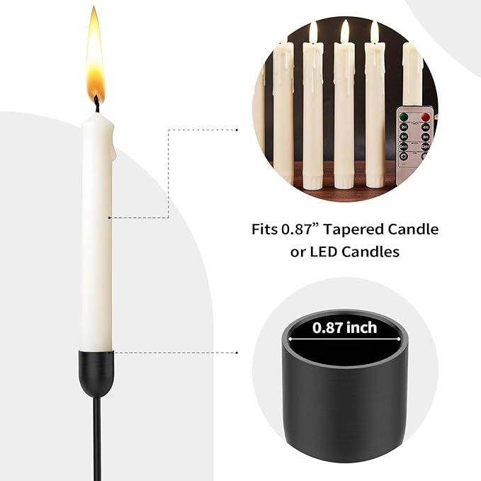 ChefBee 6PCS Black Tall Candle Candlestick Holder, Taper Pillar Candle Sticks Stand Holders Decor, Centerpiece Dining Table Wedding Festive Fireplace Mantle Vintage Room Decorations, Housewarming Gift